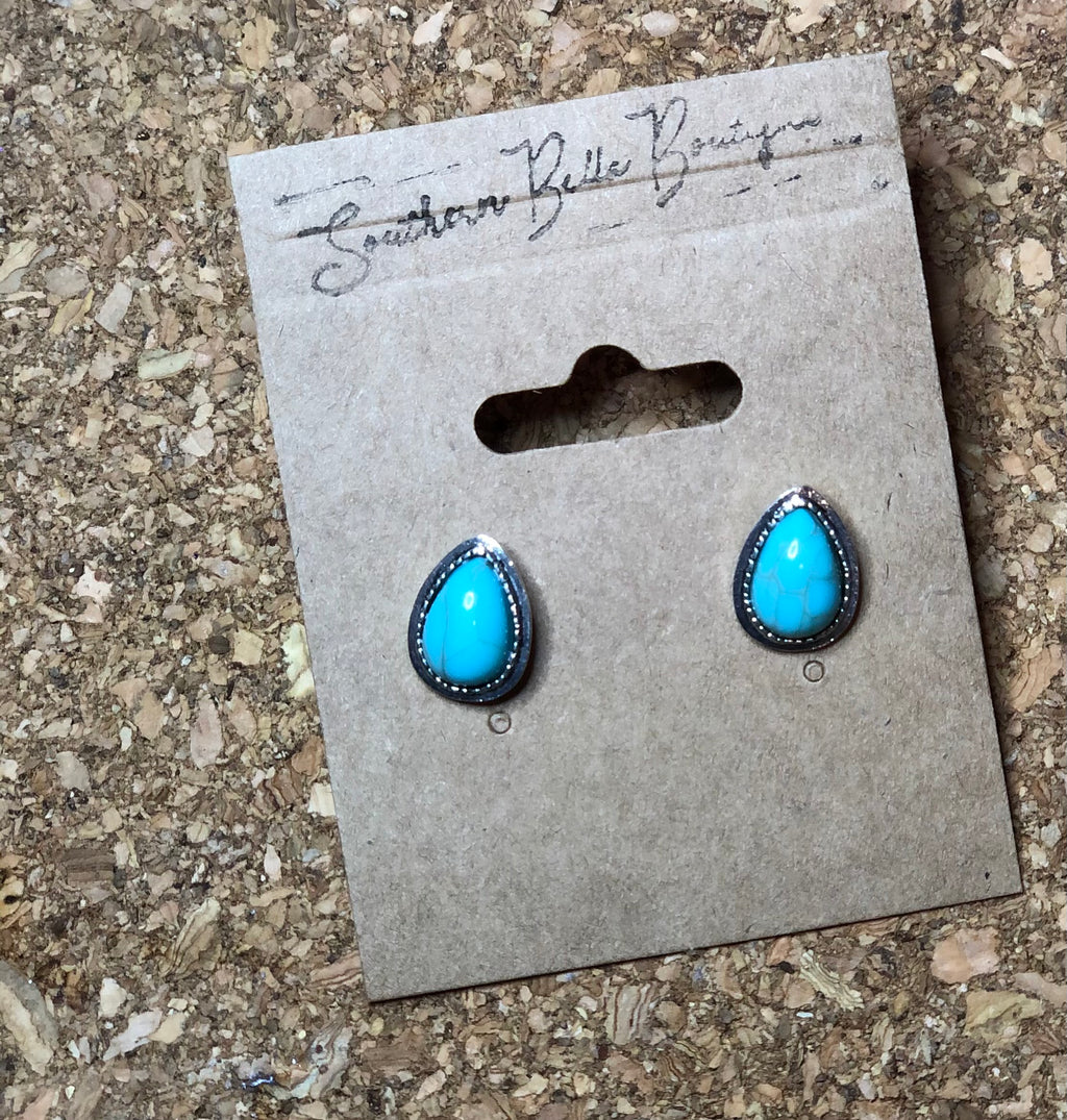 Pear Shaped Turquoise Studs