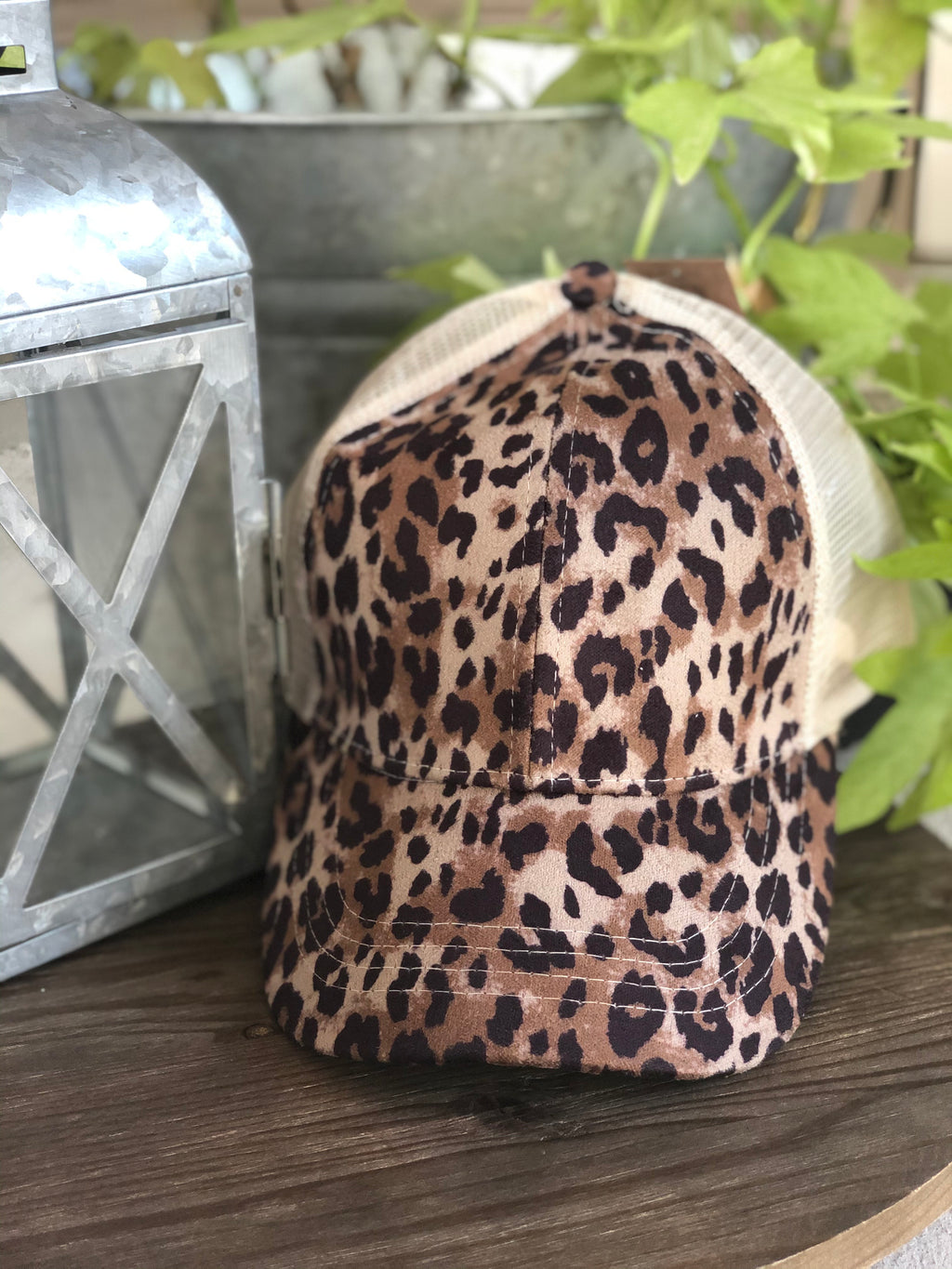 Leopard and beige Ponytail Cap