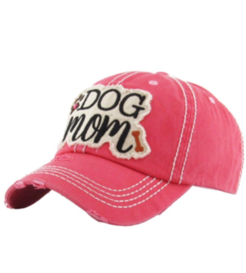 Dog Mom Baseball Cap Pink