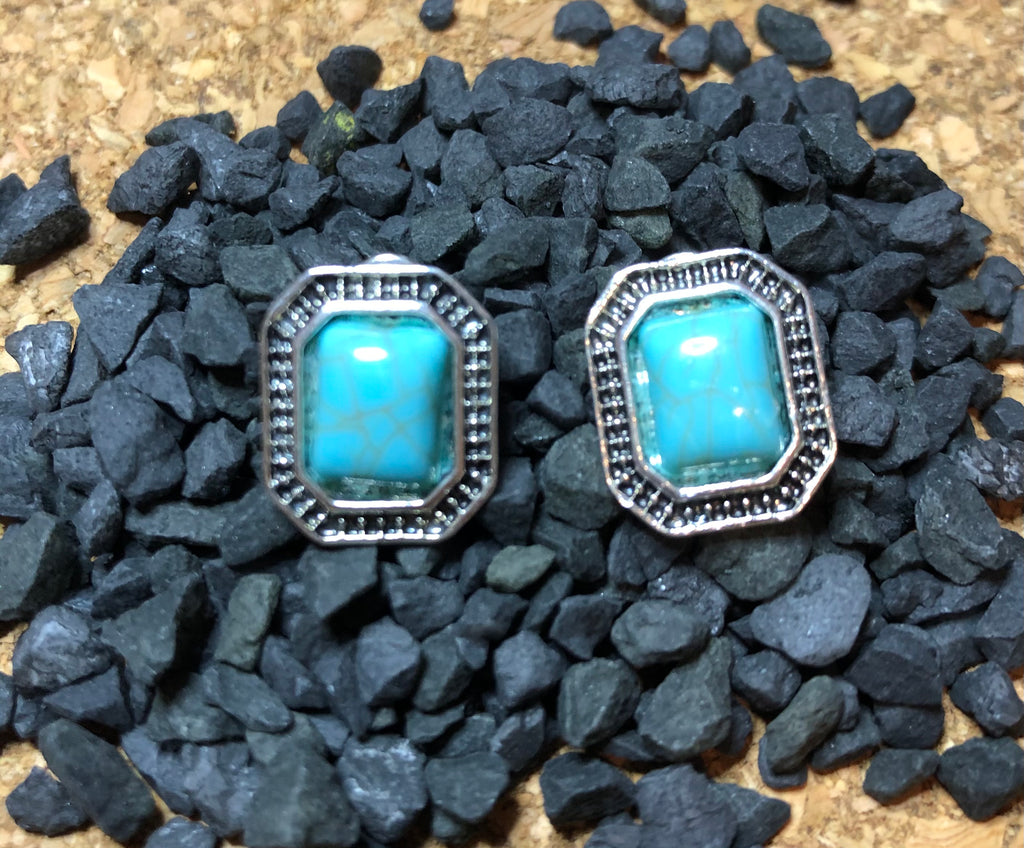 Rectangle Turquoise Studs