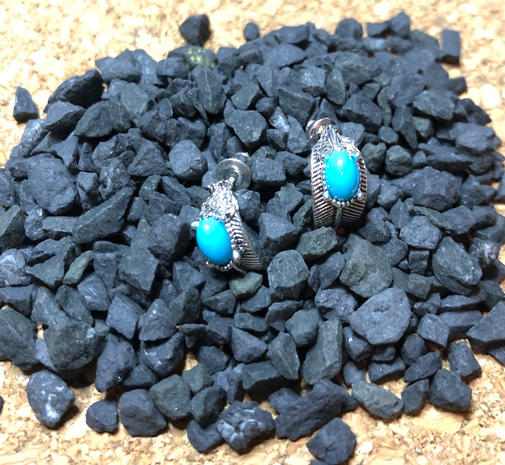 Tribal Winds Feather Turquoise Studs
